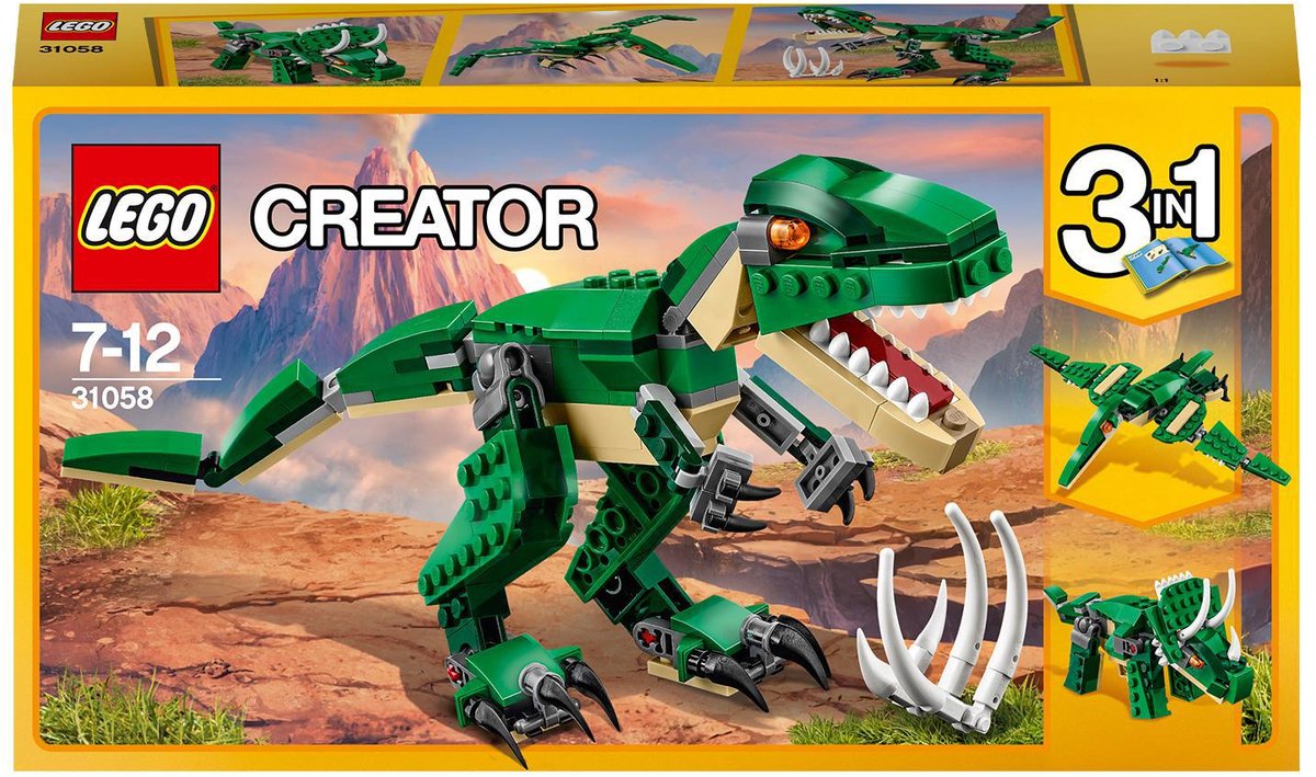 Bol.com LEGO 31058 Creator Machtige Dinosaurussen, Modulaire 3in1 Set met T-rex, Triceratops en Pterodactyl, voor Kinderen van 7-12 aanbieding