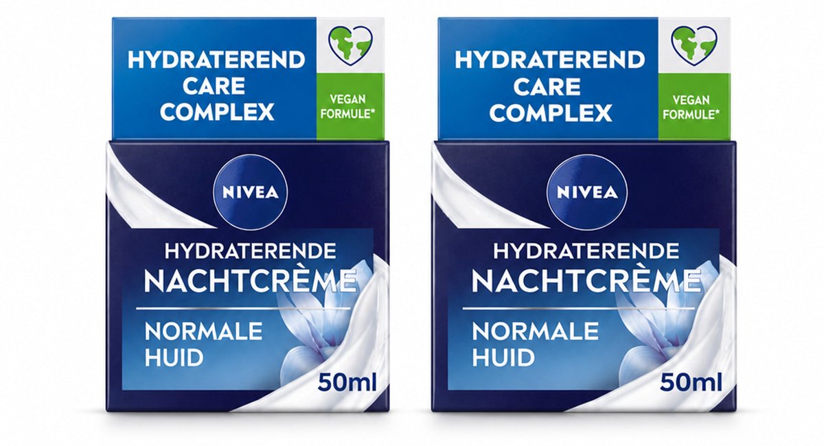 2 x NIVEA - Nachtcrème - Essentials Hydraterend - Voor normale tot gemengde huid - Met Lotusextract, Waterlelie-extract, Vitamine E & Provitamine B5 - 50 ml - Bulkverpakking - 2 stuks