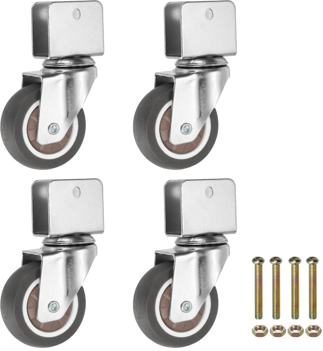 4 Stuks Zwenkwielen - Met 55 Lb Draagkracht Per Wiel - Bruin - 2 inch