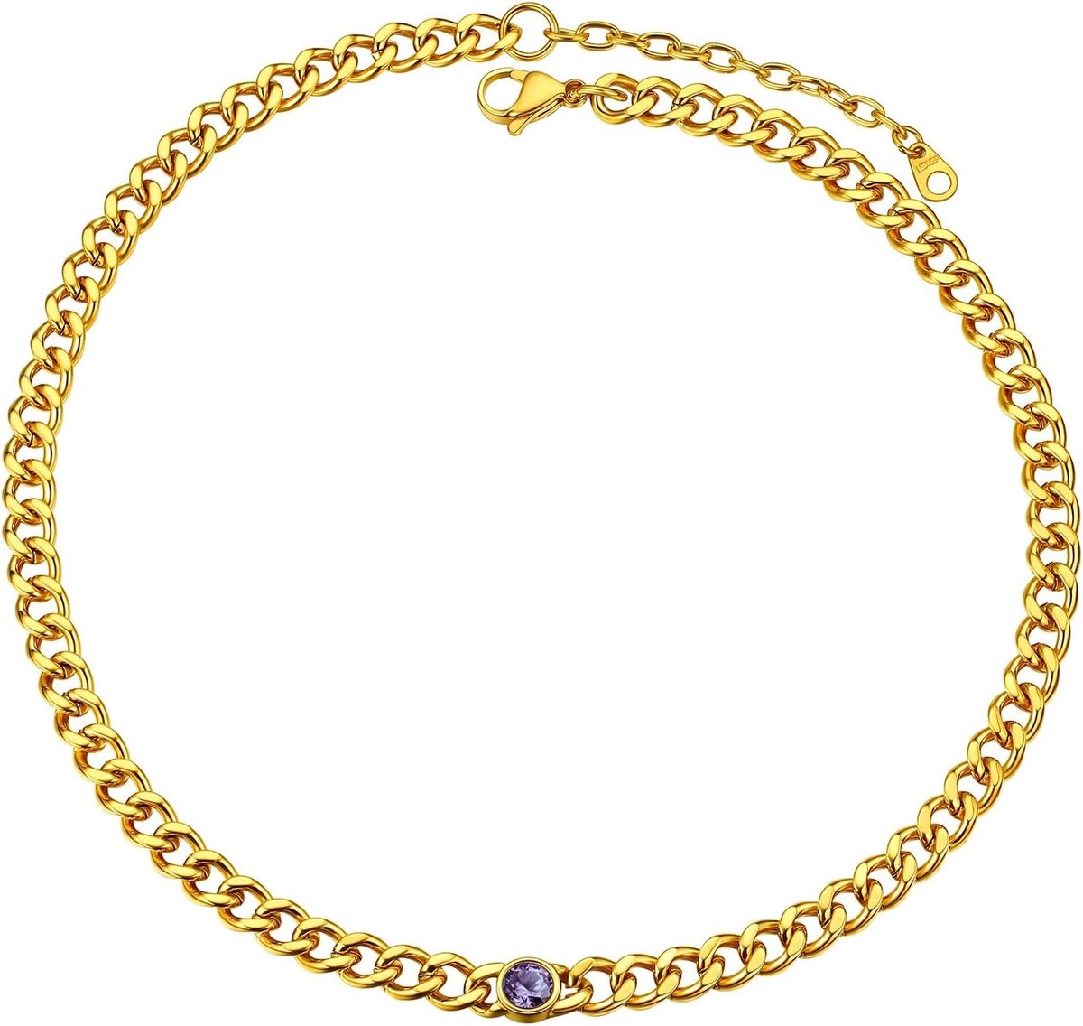 Dikke Cuban Ketting voor Vrouwen, Verstelbare Choker van RVS, Luxe Geschenkdoos, Goudkleurig, Modeaccessoire