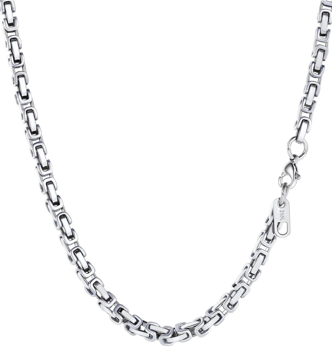 Byzantijnse ketting voor heren van roestvrij staal, verguld of zwart - Hip Hop sieraad, 46-76 cm, stijlvol en duurzaam