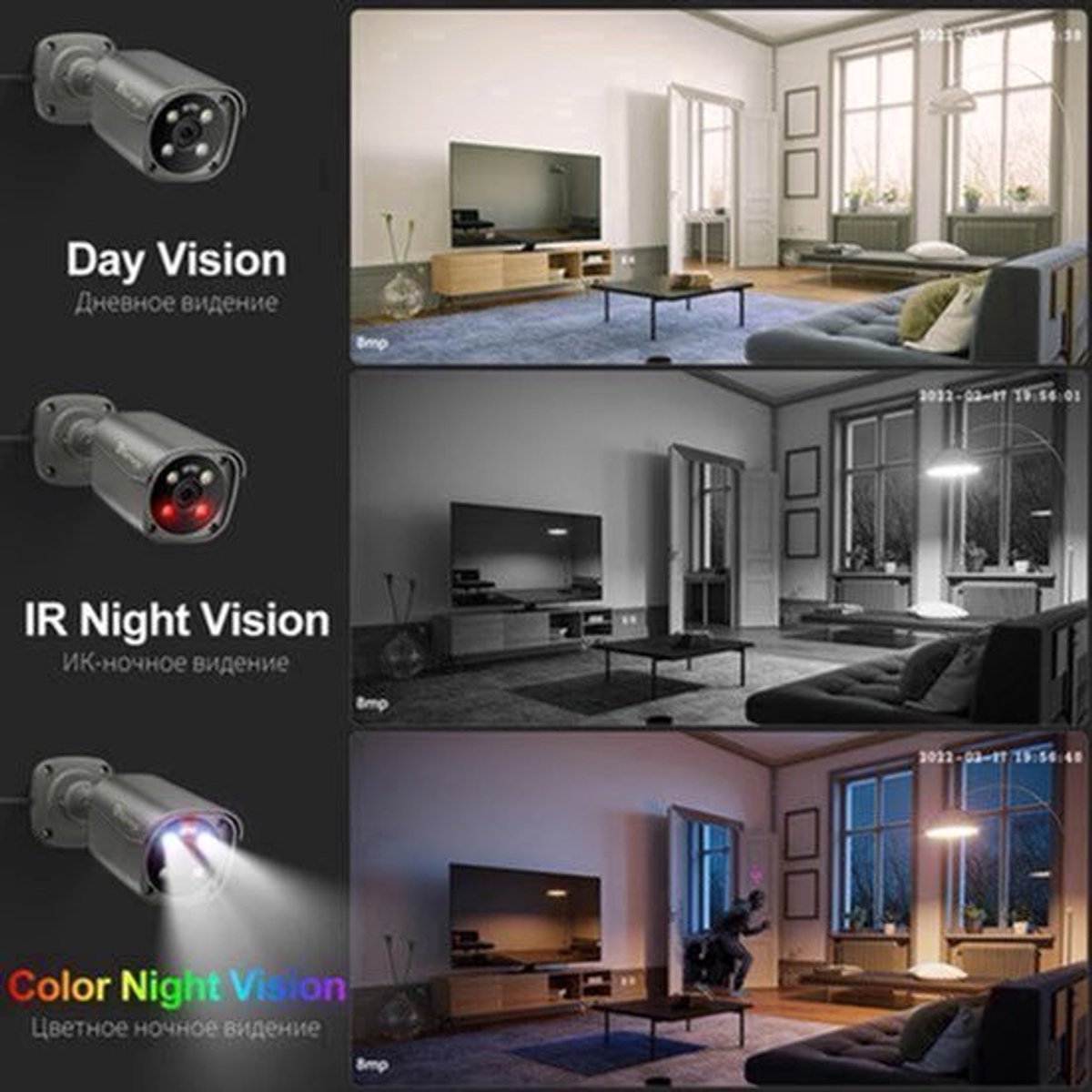 4K Beveiligingssysteem – CCTV Camera – IP Camera – Surveillance Systeem – Videobewaking – 4 Camera’s 8MP Ultra HD – Full Color Nachtzicht & Twee-wegs Audio