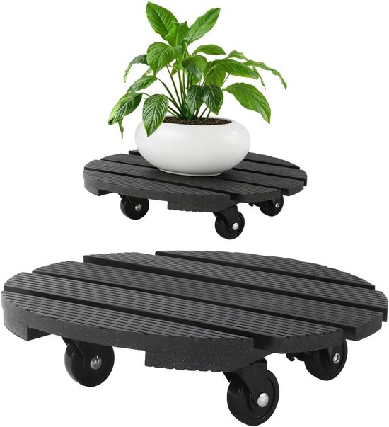 Ronde Plantroller met 360° Rubberwielen, Ideaal voor Zware Bloempotten en Plantenstandaards, 30 x 30 cm, Duurzaam en Mobiel Gebruik