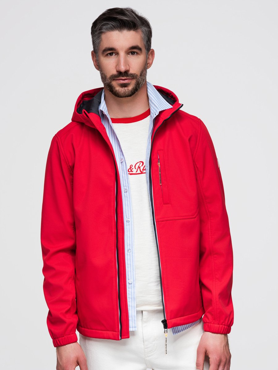 OMBRE Jas - Lange Mouw - Rits - Effen Rood L