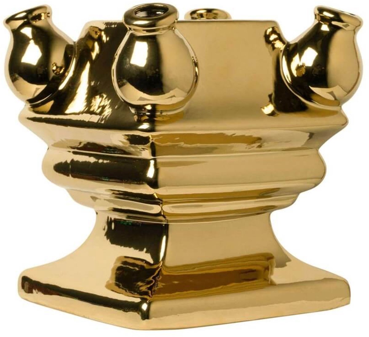 Heinen Delfts Blauw Tulpenvaas Stapelgekte - Goud - Bodem - 17 cm
