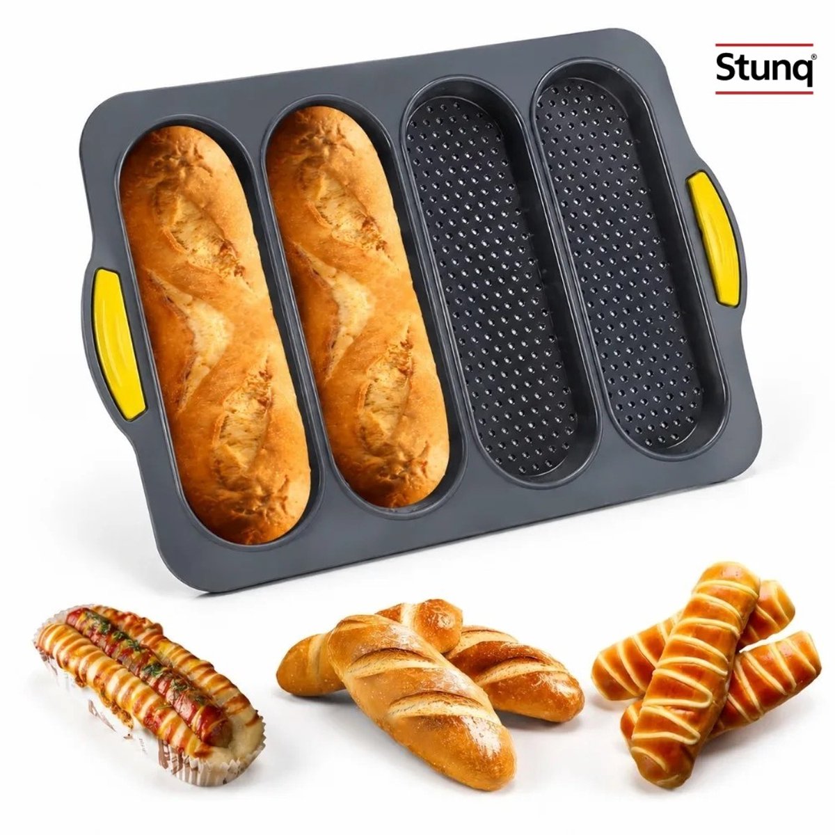 Stunq® Siliconen Baguettebakvorm 4-golfs voor Oven en Airfryer
