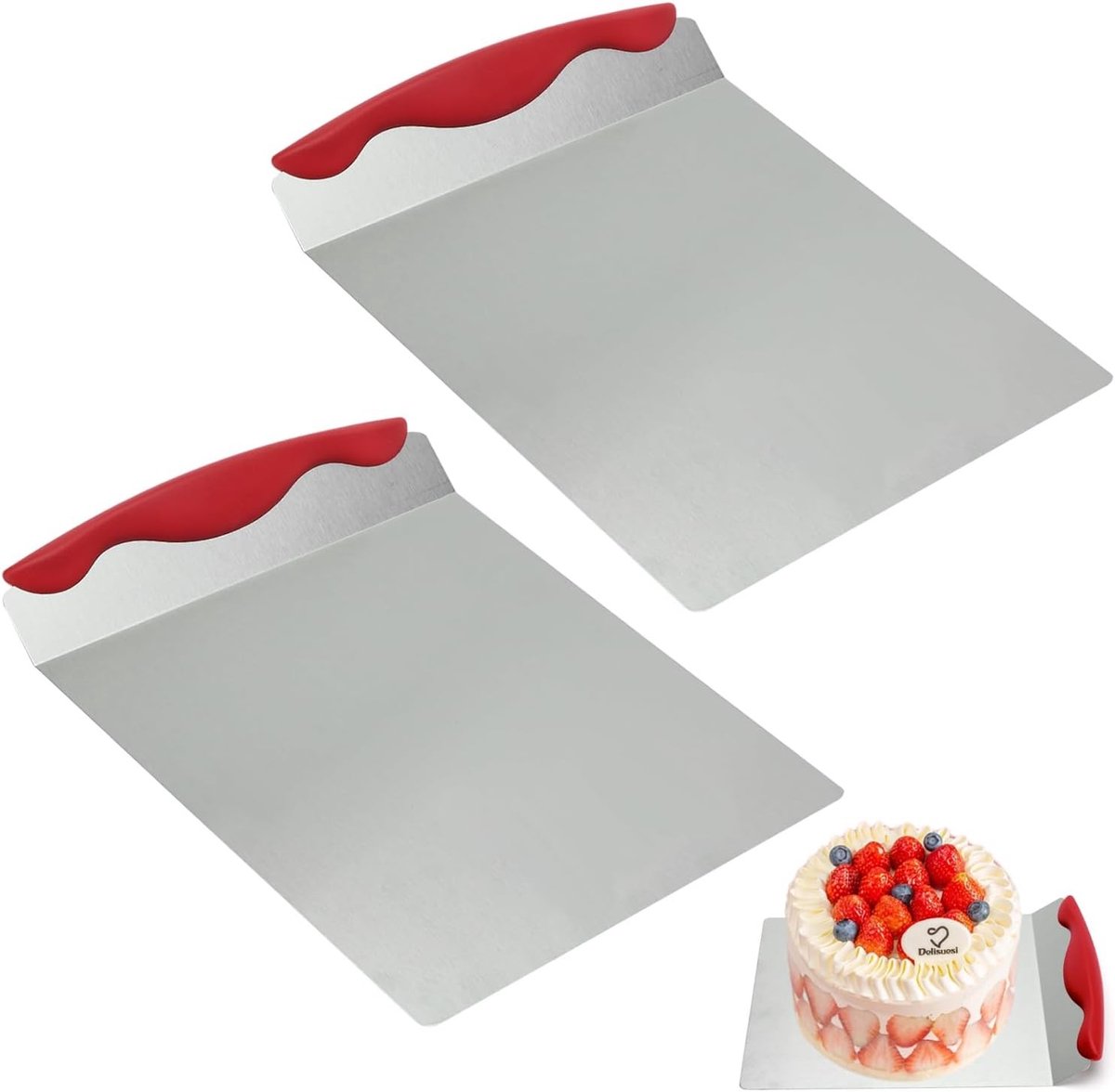 Set van 2 RVS Taartservers met Handvat - Ideaal voor Taart, Pizza en Gebak Accessoires