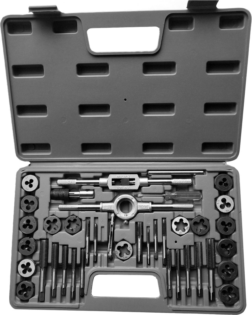 REDOM Tapset 40-delig – Tap- en Snijset voor Schroefdraad Maken en Herstellen – Draadsnijset voor Staal, Koper, Aluminium en Gietijzer – Gelegeerd Staal – Zwart