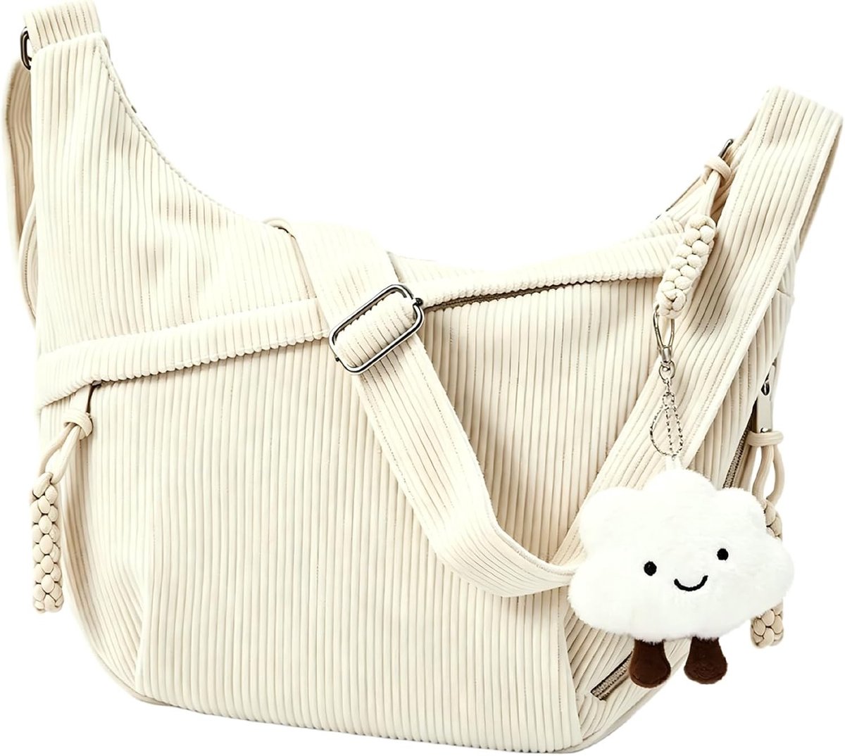 Dames Schoudertas - Grote Crossbody Tas met Verstelbare Schouderband, Stijlvolle Moon Bag voor Werk, School en Reizen