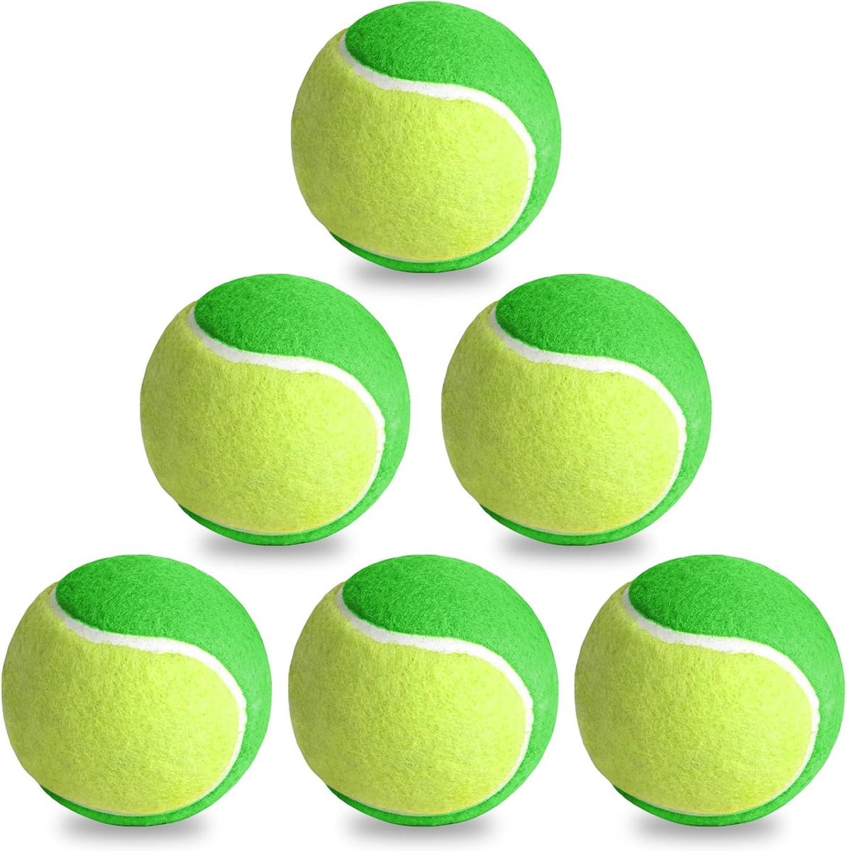 Tennisballen voor Beginners - 6 Stuks Stage 1 Training Balls met 25% Minder Druk, Ideaal voor Kinderen en Huisdieren, Groene Tennisballen voor Effectieve Training