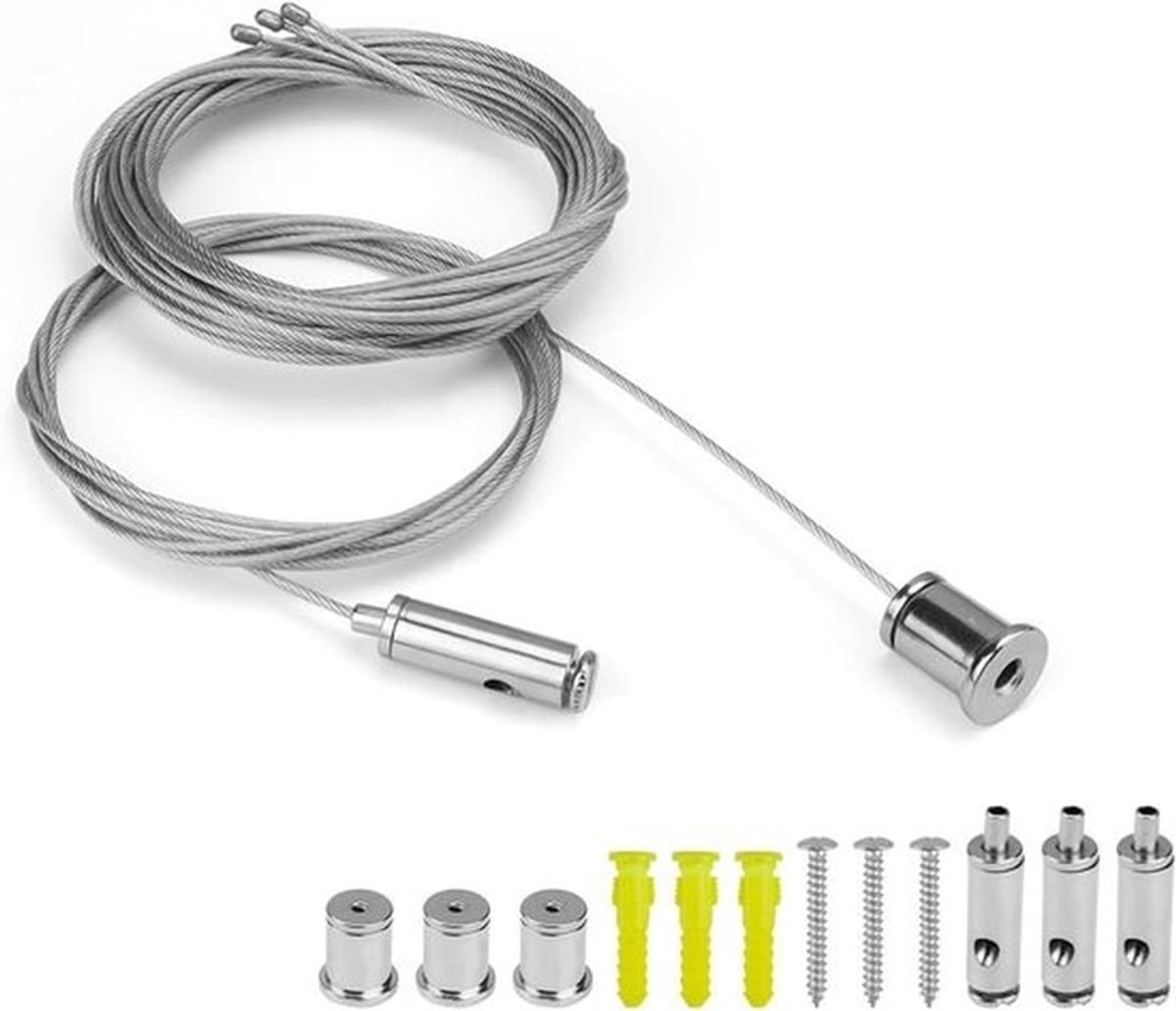 Roestvrijstalen lampophangingen - verstelbare staalkabel - 2 meter - zilver - plafondlampen - woonkamer - badkamer - kantoor
