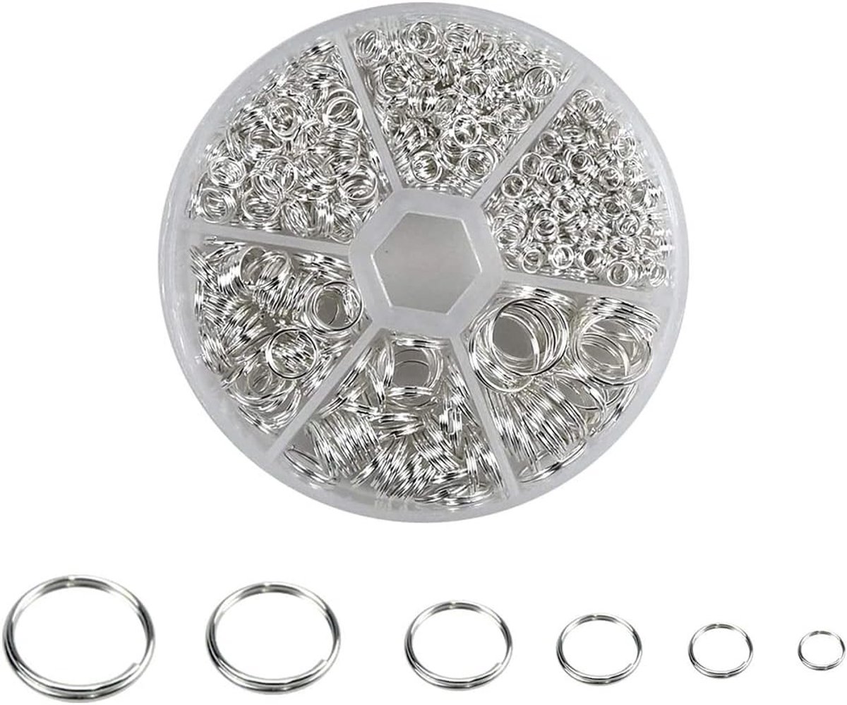 1390 Stuks Splitringen in Doos, Ronde Metalen Sleutelhangers, Dubbele Lussen en Open Lussen voor Huisdieren, DIY Tags en Sieraden, Perfect voor Sleutels en Accessoires