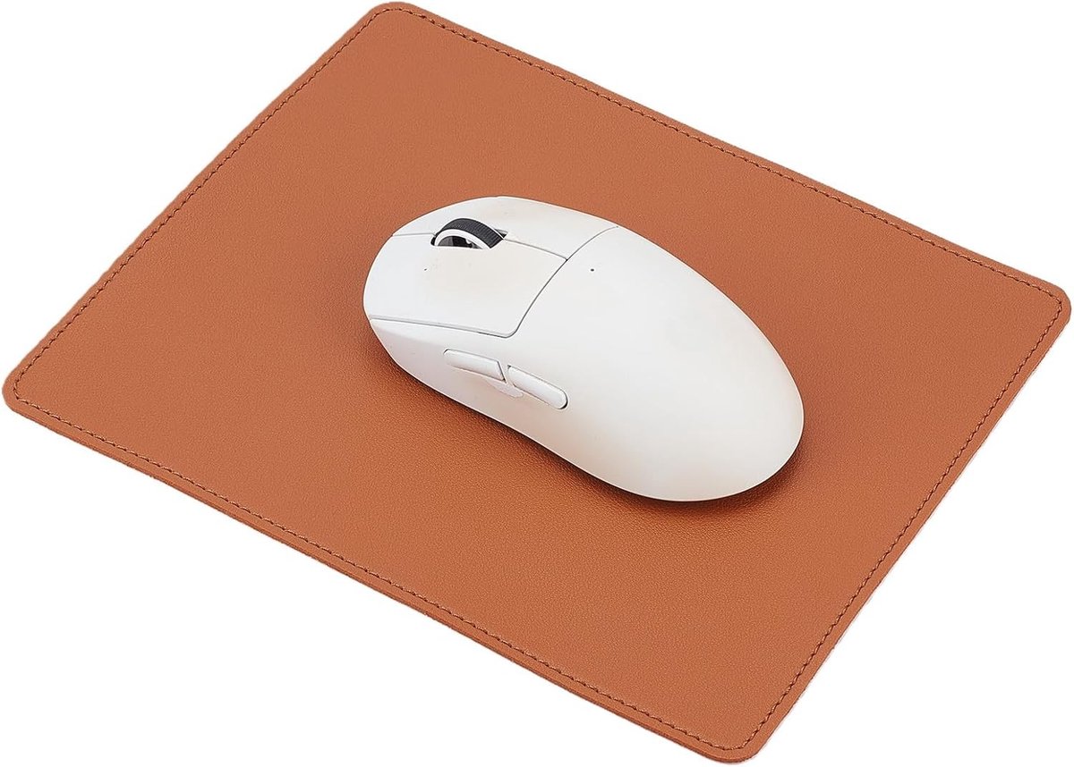 Leren Muismat 23 x 19 cm Dubbelzijdig Rectangulair, Antislip en Waterdicht voor Computer en Kantoorgebruik met Gestikte Rand