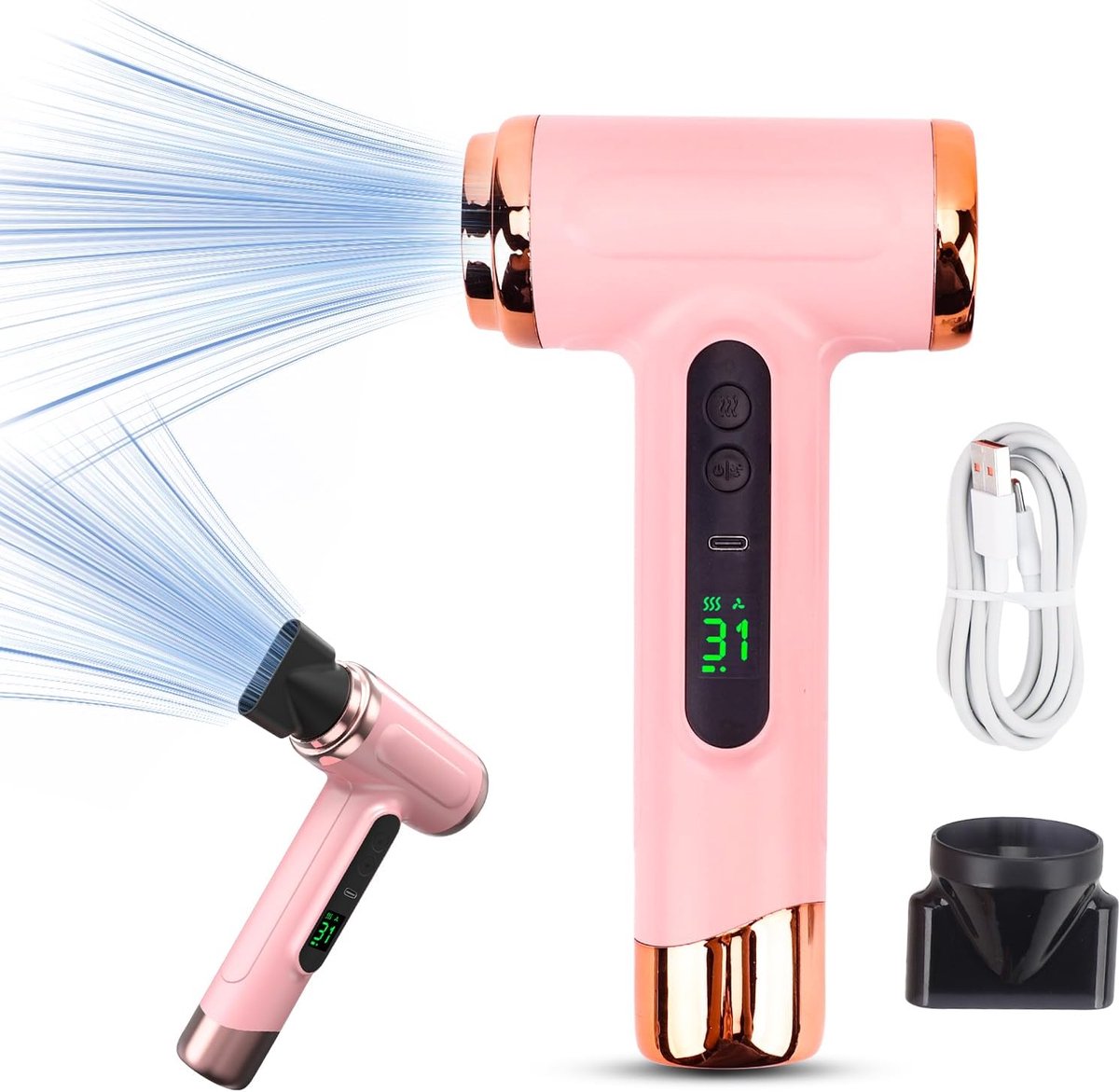 Draadloze Föhn 200 W | Draagbare USB Oplaadbare Föhn | Hot & Cold Wind | Styling | Student | Reizen | Uitgaan | Thuis