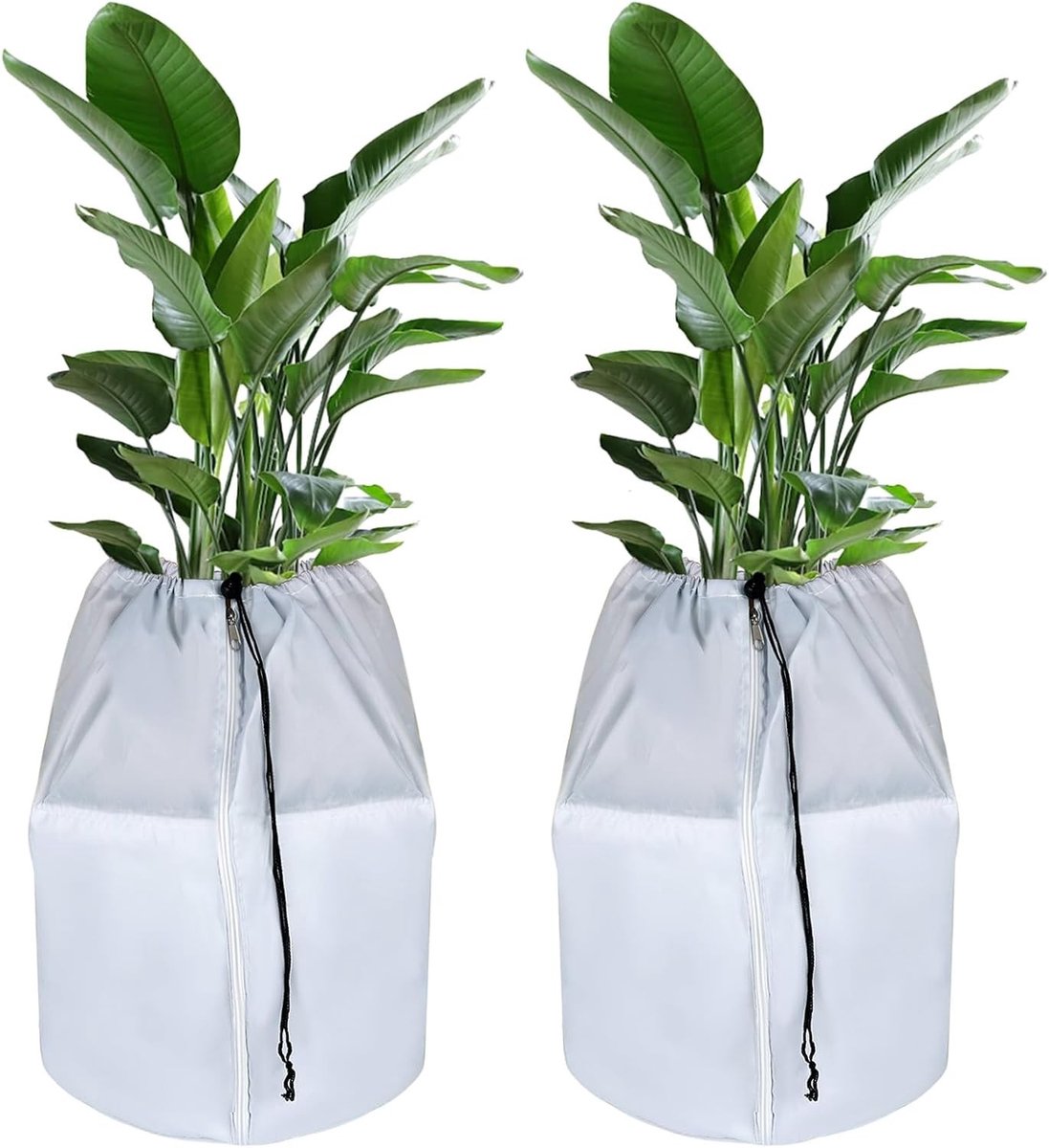 Buitenbescherming voor Planten, Thermische Beschermzakken met Trekkoord, Winterbescherming voor Potplanten tegen Vorst en Vocht (45 x 50 cm, Grijs)