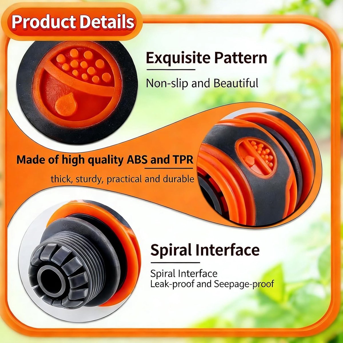 Hose Connector Set van 8 Stukken voor Tuinslangen, Compatibel met Gardena Systeem, 1/2 en 3/4 Inch Adapter en Koppeling voor Tuinonderhoud in Oranje – foto 2