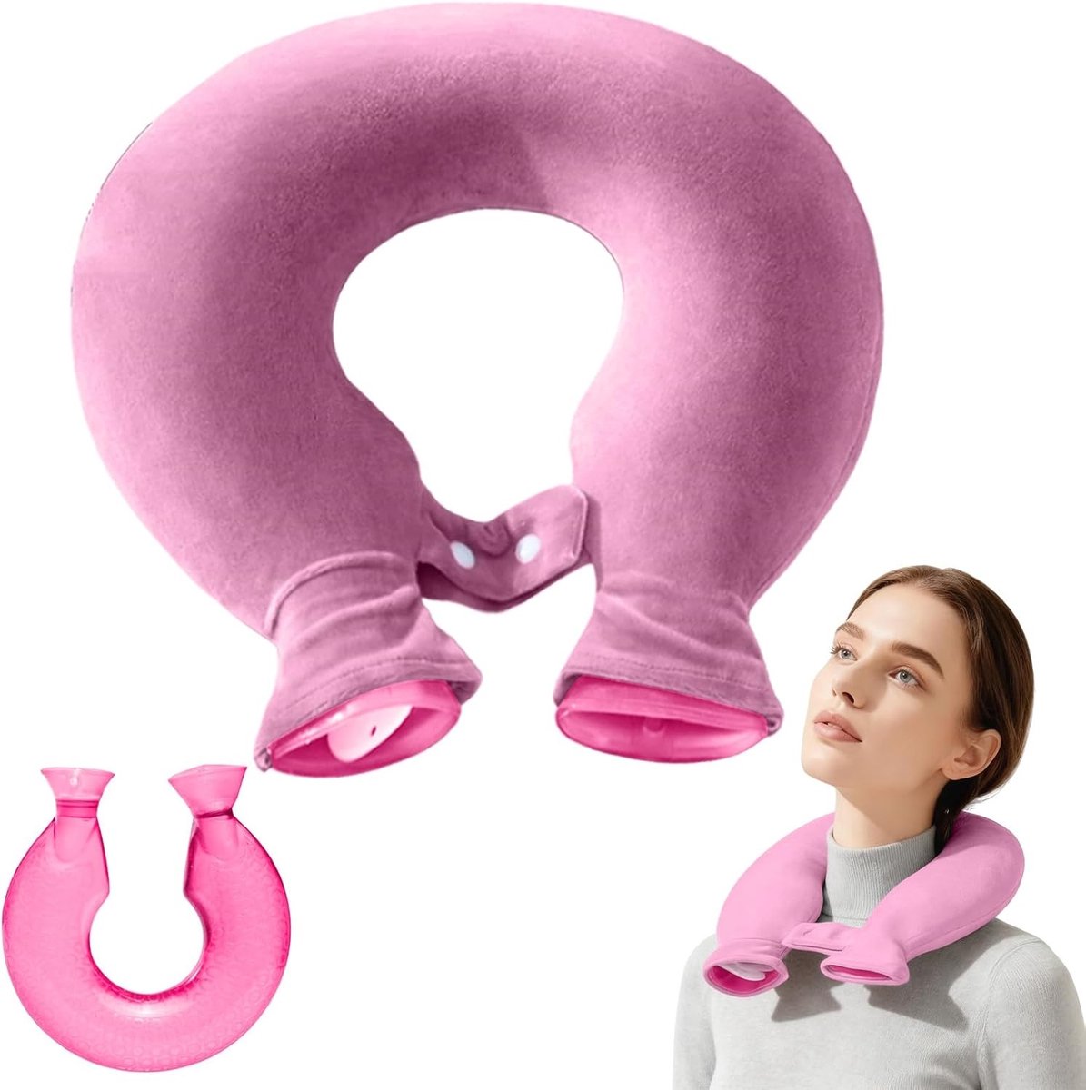 Comfortabele warmwaterkruik voor nek en schouders met fleece overtrek, ideaal als warmtekussen voor ontspanning en pijnverlichting, perfect cadeau voor vrouwen en mannen