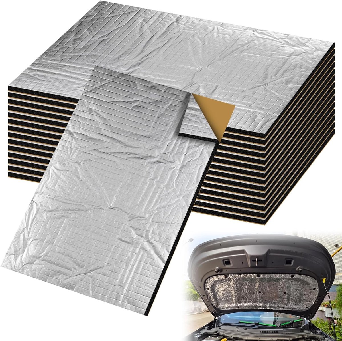 Set van 15 Zelfklevende Aluminium Butyl Isolatiematten 250 x 180 x 5 mm voor Geluidsisolatie, Warmte-isolatie en Brandwerende Toepassingen in Huizen en Kantoorgebouwen