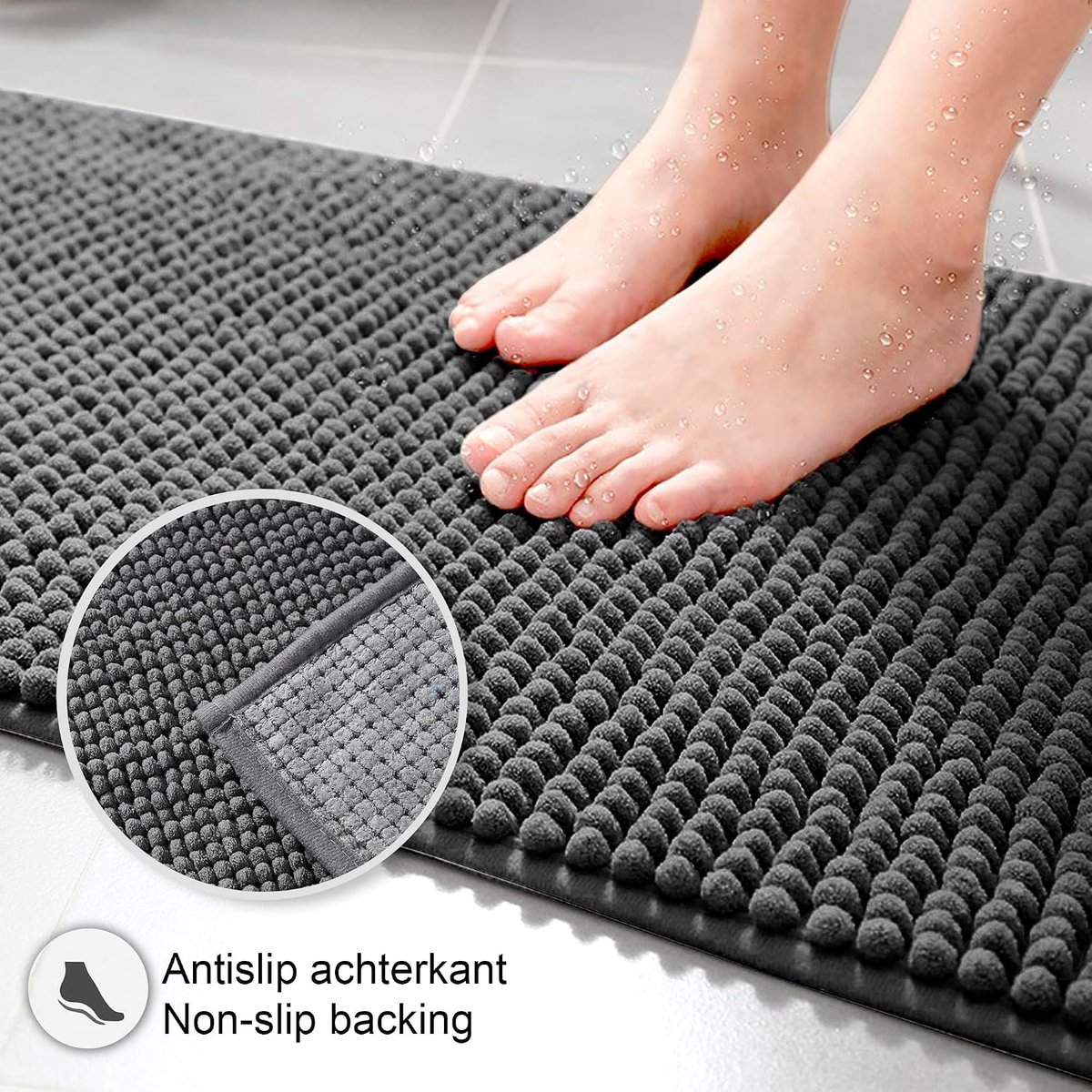 Badmat - 40 x 60 cm - Chenille - Grijs