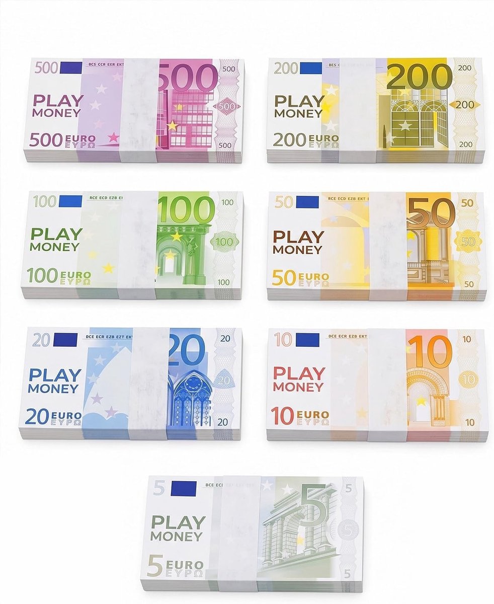 Speelgeld set met 140 stuks in 7 verschillende motieven, ideaal voor rollenspellen, winkelen en educatief leren voor kinderen