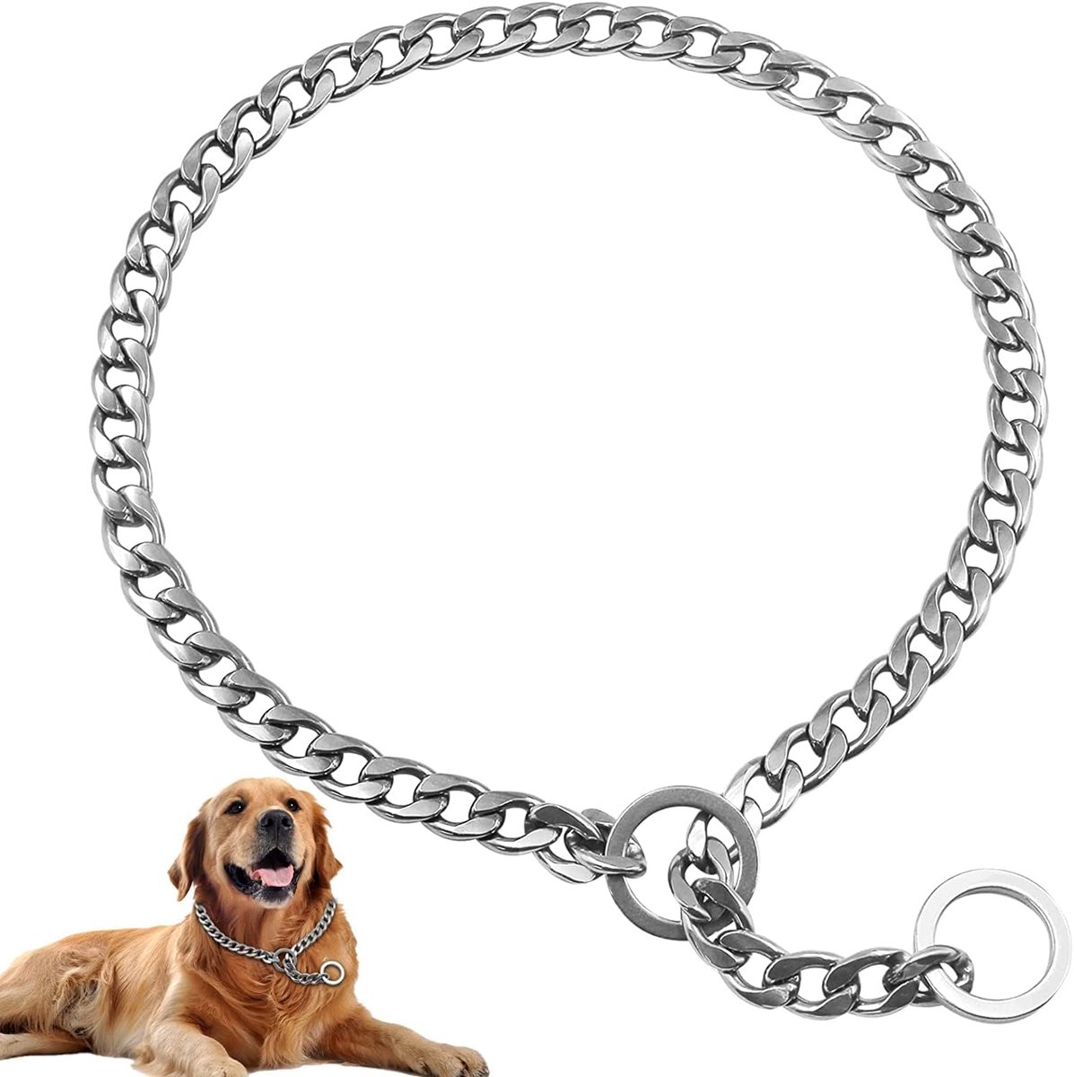 Halsband - Maat L - Roestvrij staal - Verstelbaar - Zilver
