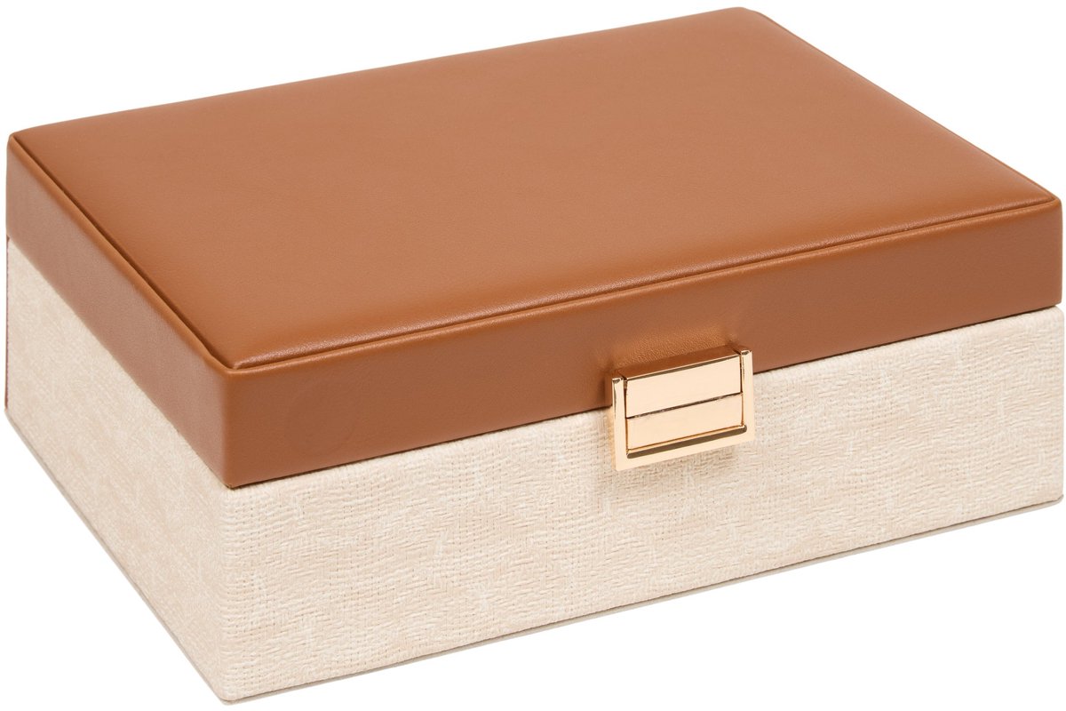 Atmosphera Whisky Juwelendoos - 22x17x9cm - Beige/Cognac