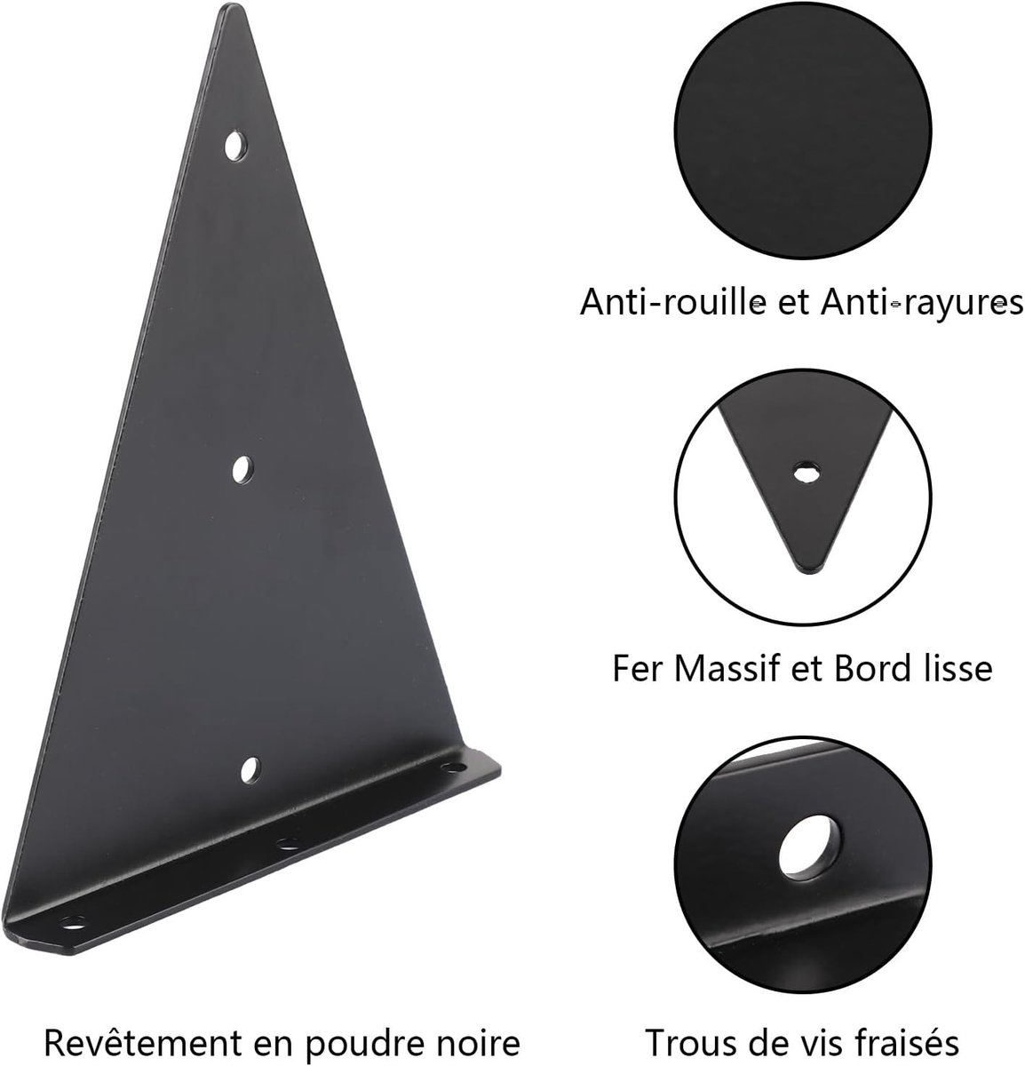 Set van 4 Zwarte Driehoekige Plankdragers 170x130mm voor Wandmontage en Decoratie