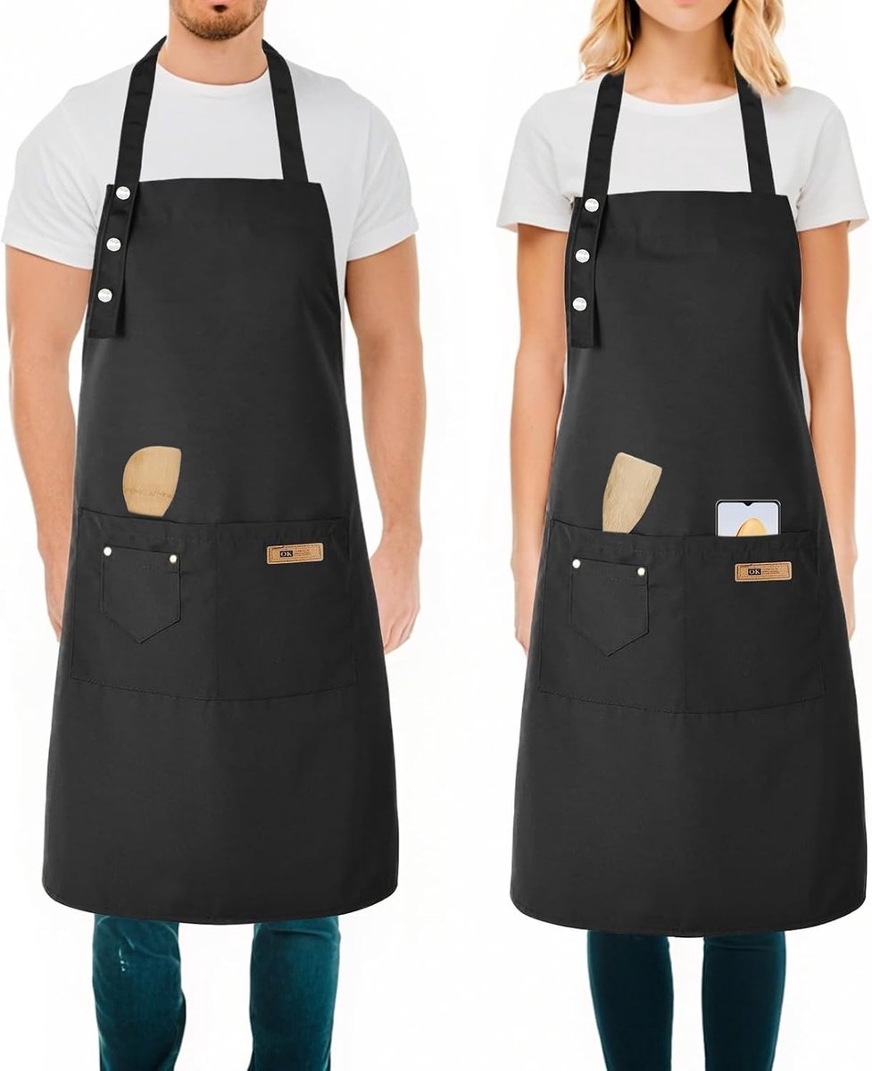 Set van 2 Waterdichte Keuken Schorten met Pocket, Verstelbare Halsband, Ideaal voor Koken en Grillen