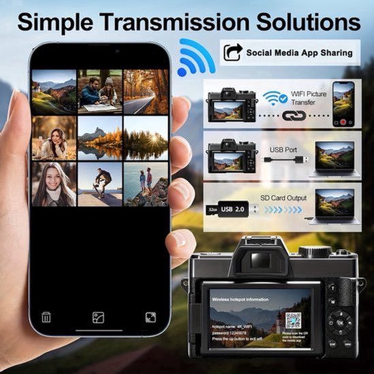 Vlogcamera – Digitale Camera – Compactcamera – Fotocamera – Videocamera – 48MP Resolutie – 4K Video Met WiFi & 16x Digitale Zoom