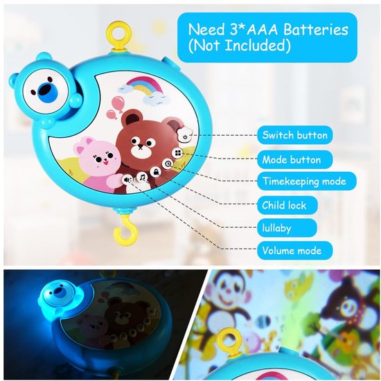 Namajunas - Baby speelgoed - Mobiel met Afstandsbediening voor de Wieg - Wiegspeelgoed - Hangend Speelgoed voor de Babywieg - Draagbaar en Mobiel - Kinderwagen Speelgoed - Kinderwagen Accessoire - voor baby - 0+ maanden van Namajunas — afbeelding 2
