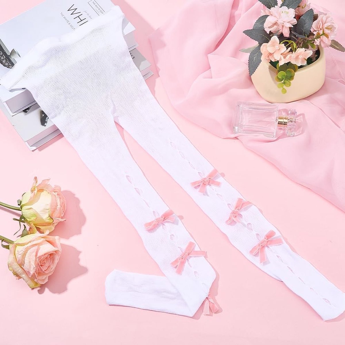 Elegante Visnet Kousen met 6 Strikken voor Vrouwen, Perfect voor Kerstfeesten, Cosplay en Ballet Evenementen, Ideaal voor Verjaardagen en Dagelijks Gebruik