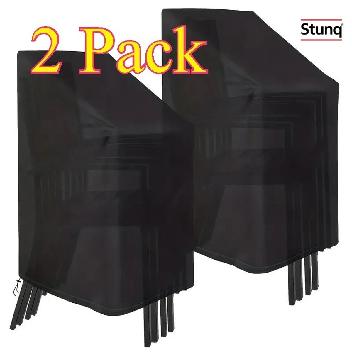 Stunq 2Pack Waterdichte Tuinstoelhoes 210D Oxford met Trekkoord Zwart
