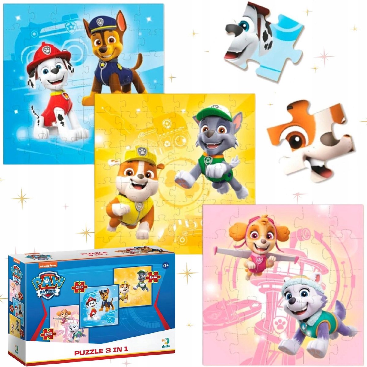 Merkloos Paw Patrol Puzzel 3-in-1 voor Kinderen (4+ jaar)