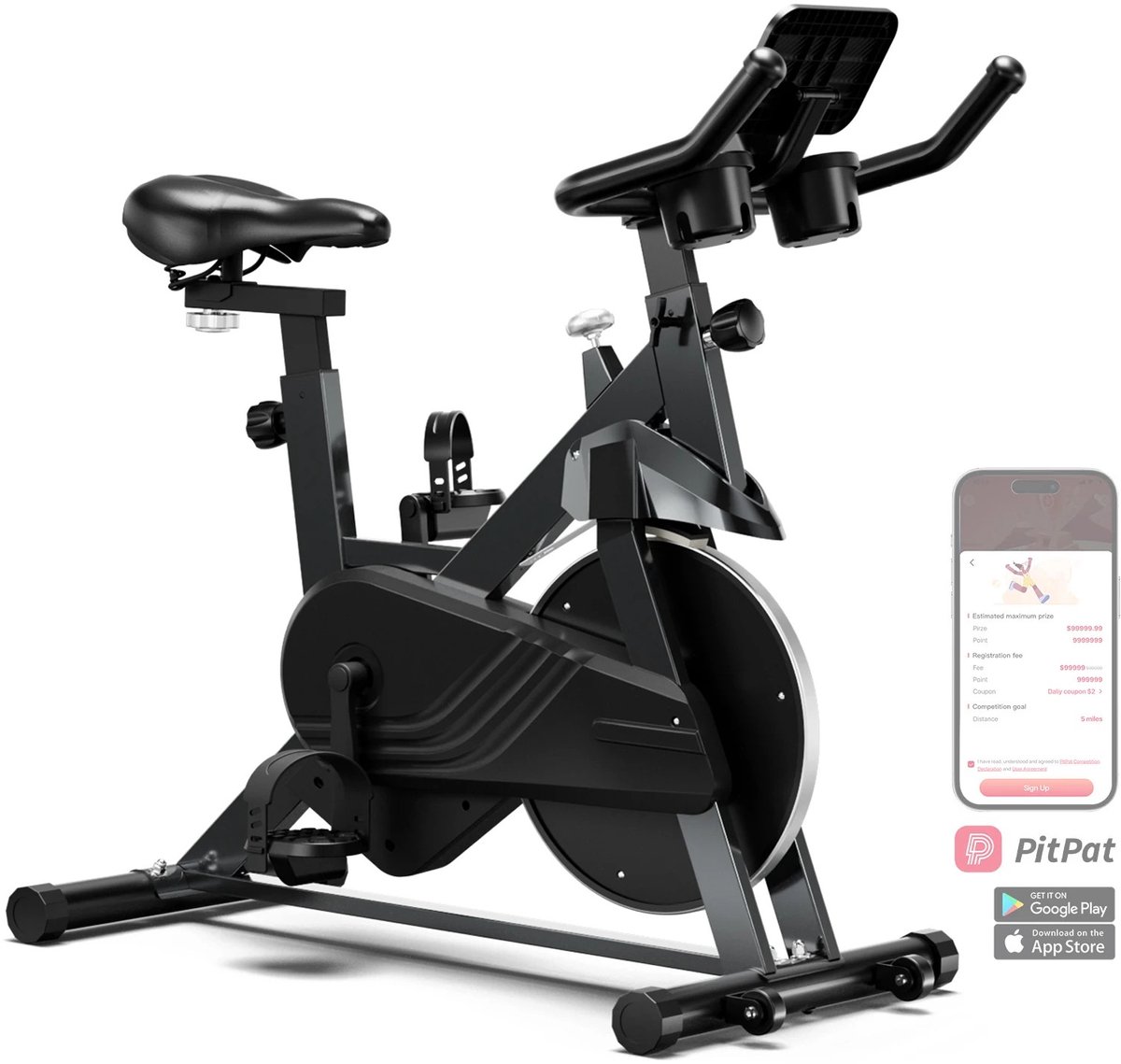 Homezo hometrainer - Fitness - Fiets - 32 weerstandsniveaus - Magnetische weerstand - Verstelbare zit/stuurhoogte - Tablethouder