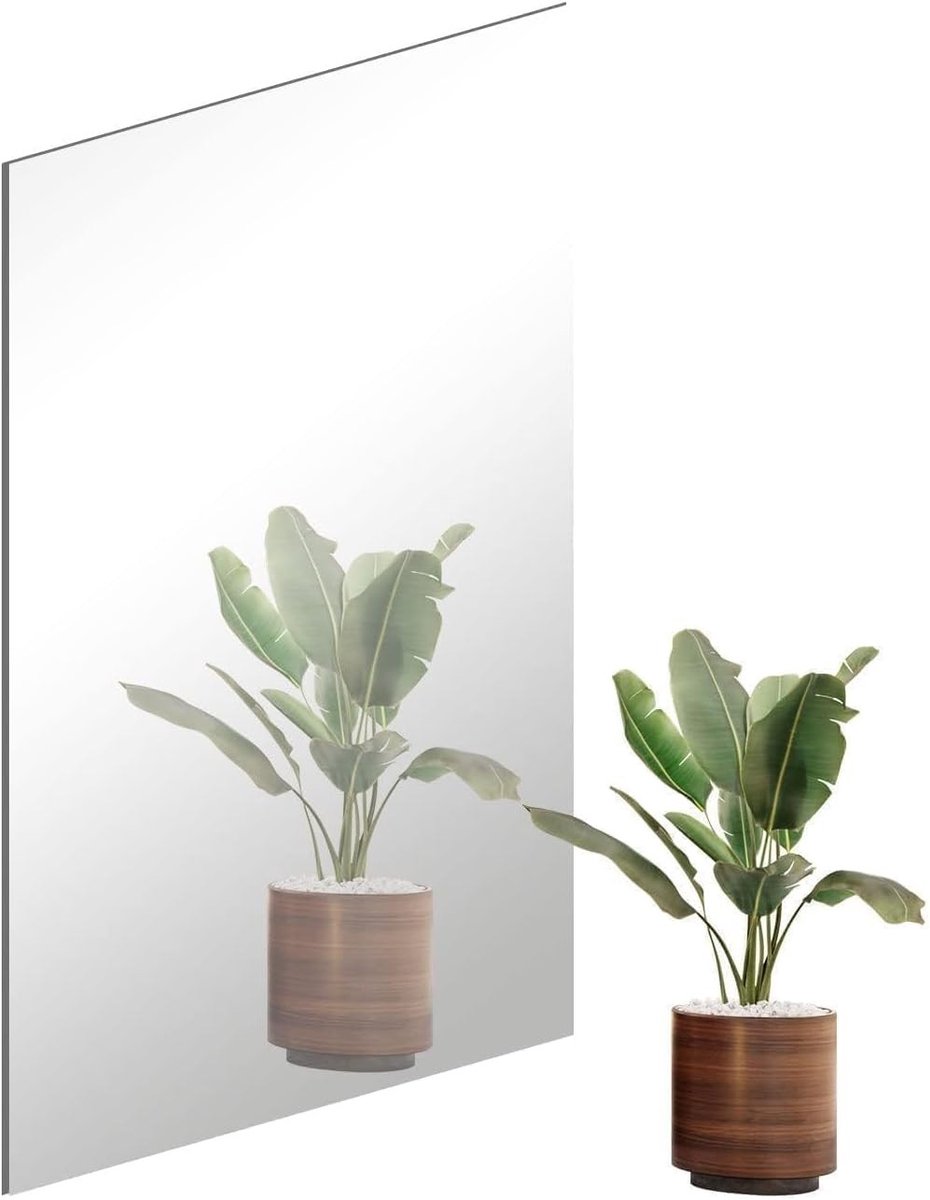 Grote Frameloze Spiegeltegels van Glas, 40x30cm, HD Zelfklevend voor Wanddecoratie in Woonkamer, Hal, Slaapkamer en Badkamer met Verwijderbare Stickers