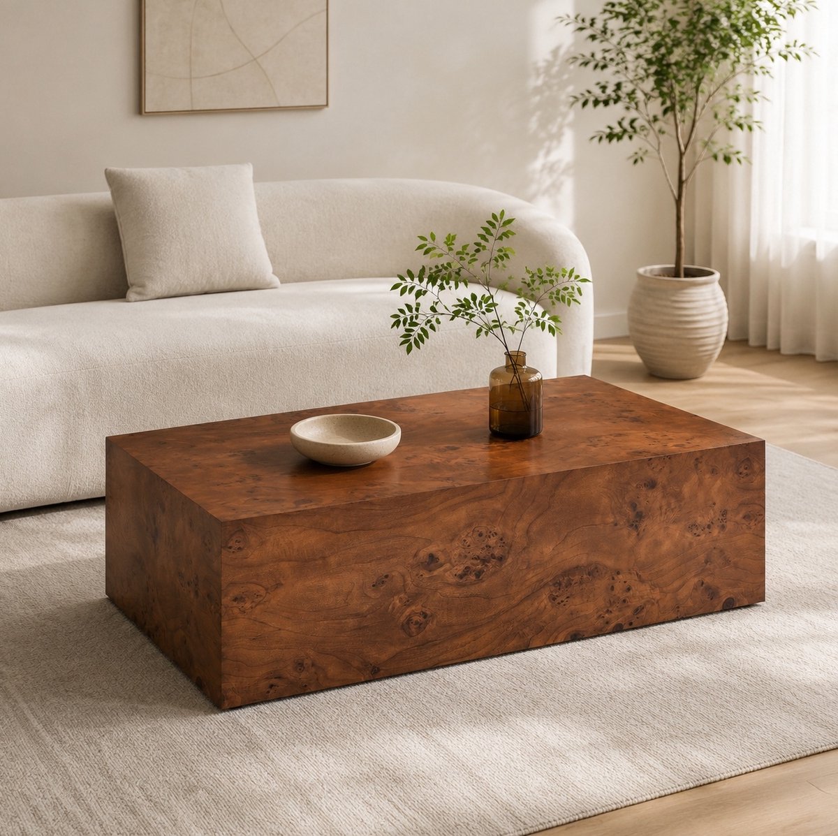 Wishdor Salontafel - Minimalistisch - Rechthoekig en stabiel - Modern - Woonkamer - MDF - Walnoot - 90 x 50 x 30 cm
