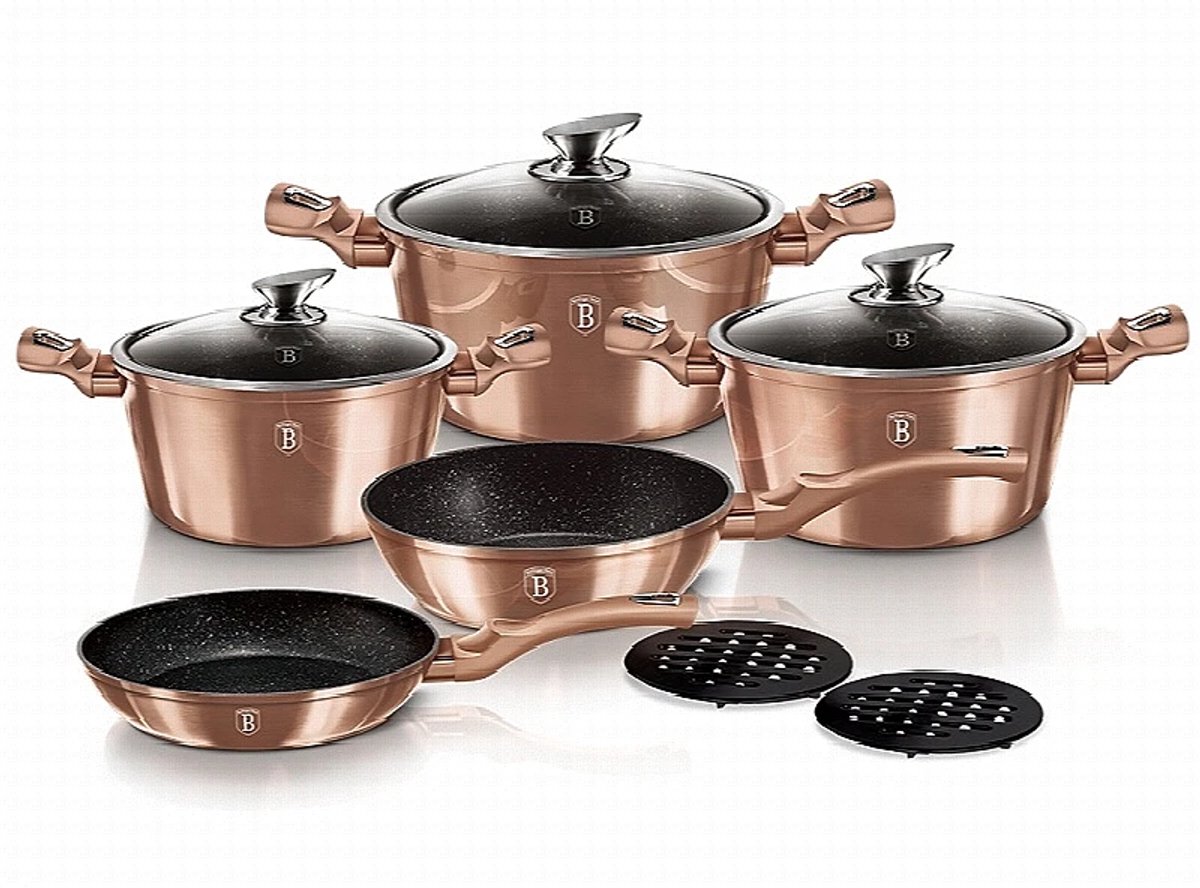 Serviesset met marmerafwerking, 10-delig, Rosegold Metallic Line
