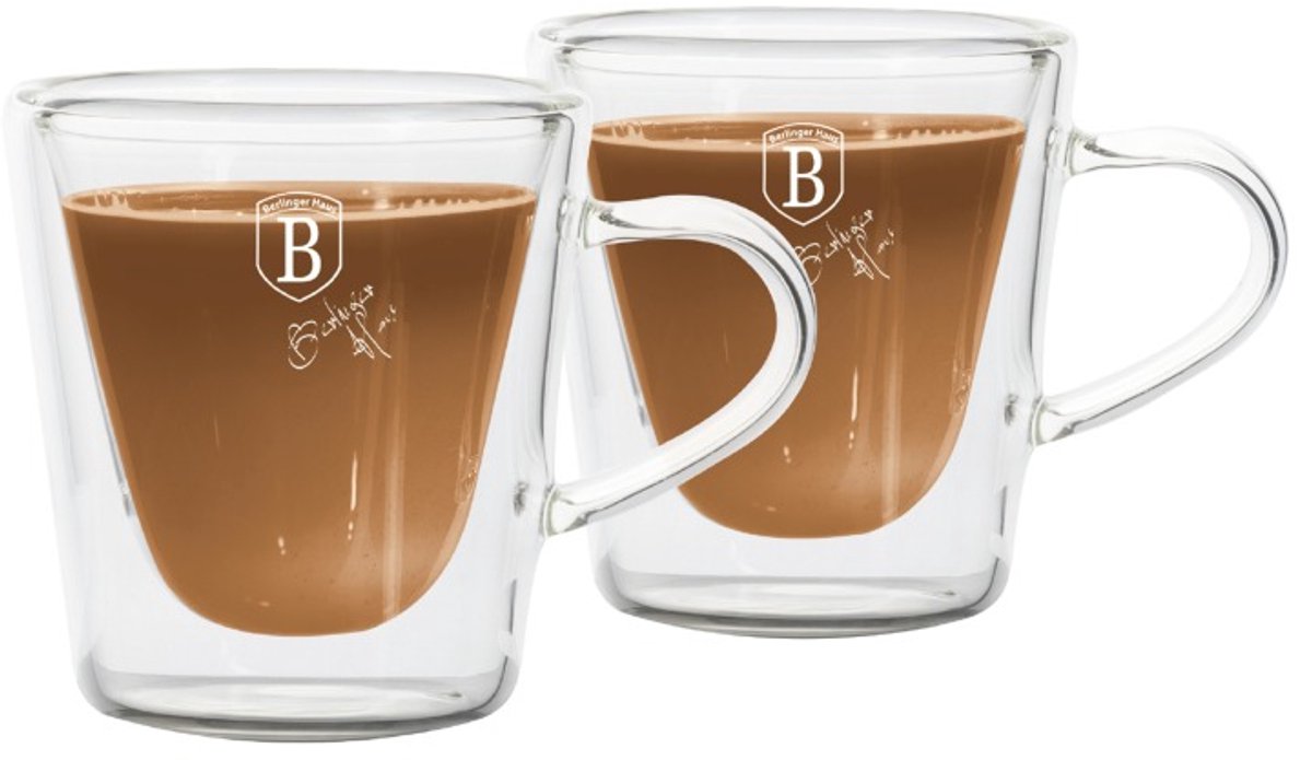 Set van 2 glazen espressokopjes