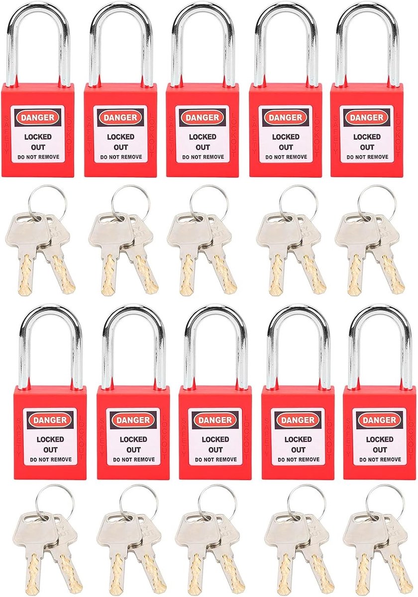Lockout tagout set - Rood - 38 mm - Antislip Nylon Hangslot - Voor Lock-out en Tag-out Toepassingen