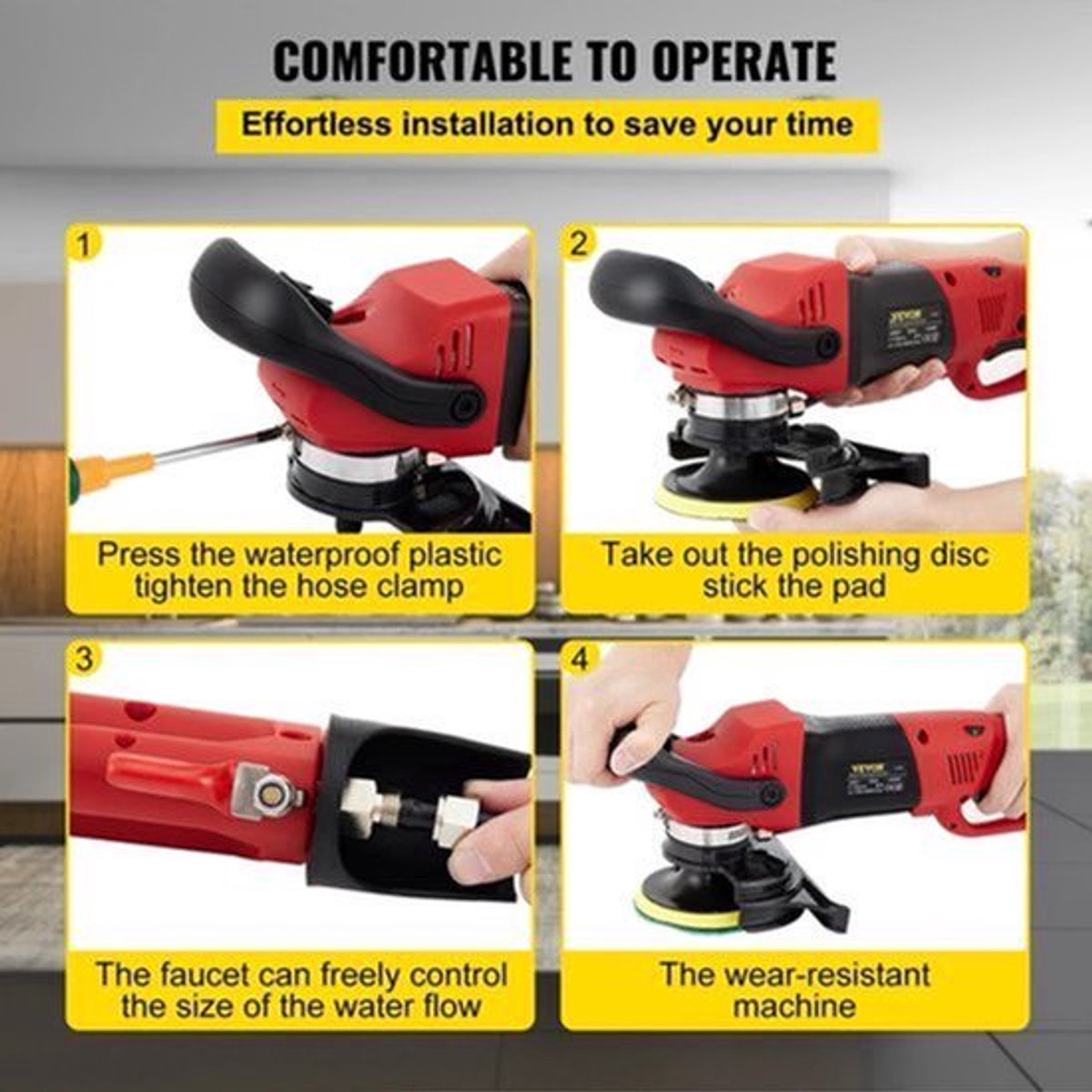 Vevor - Multischuurmachine - Multitool - Schijf Bandschuurmachine - Polijstmachine - Natte polijstmachine - 1200W - Rood