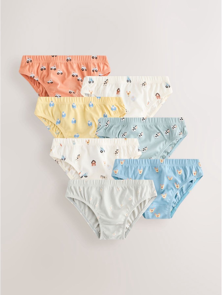 Next - Jongens - Set van 7 slips met print - Blauw