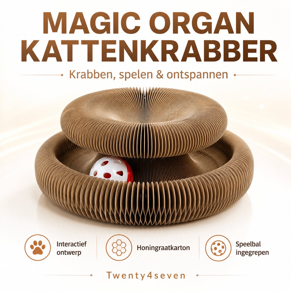 Twenty4seven® Krabmat Kat - Krabkarton met Balletje & Kattenkruid - Krabplank Kattenspeelgoed voor Katten & Kittens thumbnail 6