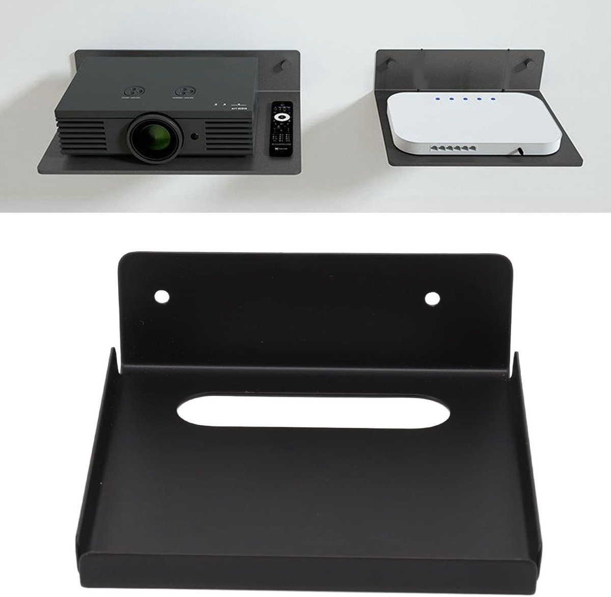 Drijvende Wandplank voor Projector en Router - Stevige Beugel voor Kabels en TV Boxen, Ideaal voor Thuisgebruik en Ruimtebesparing