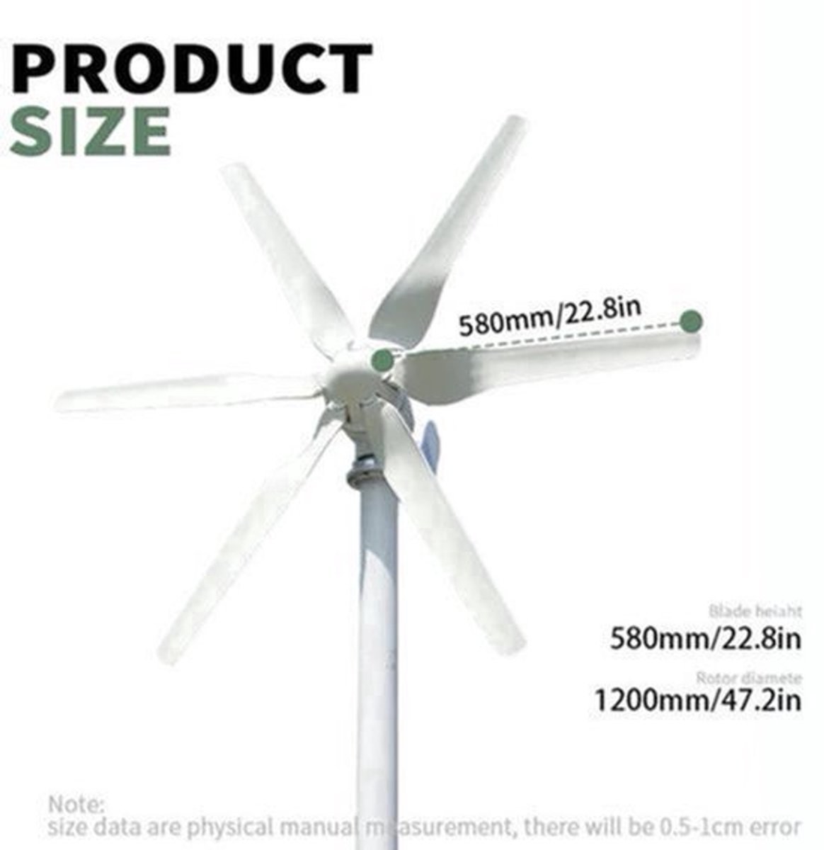 3000W Windturbine – Windgenerator – Windmolen – Windenergie Generator – Windkracht Generator – 24V Met MPPT-Controller – Efficiënt Bij Lage Windsnelheid – Robuust Aluminium En Roestvrij Staal