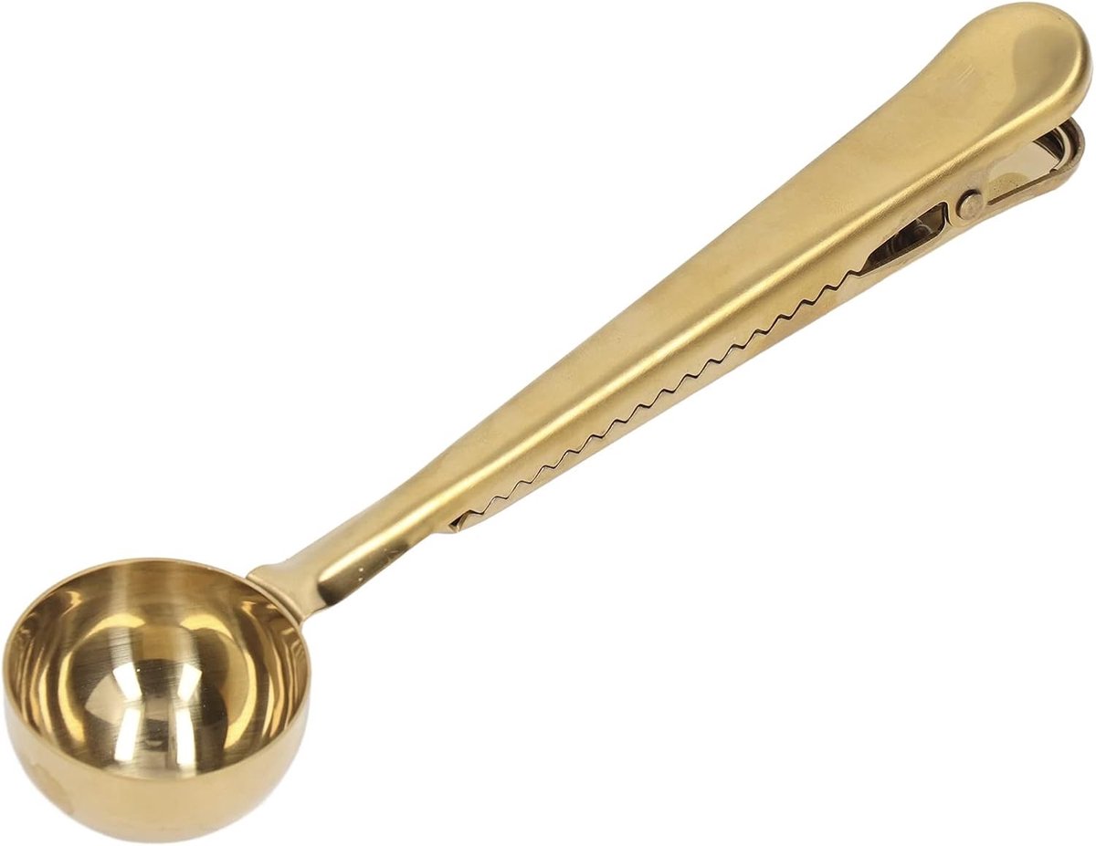 Stainless Steel Koffielepel met 2 in 1 Functie en Verzegelclips - Handige Koffiemaatlepel voor Perfecte Porties en Gemakkelijk Gebruik