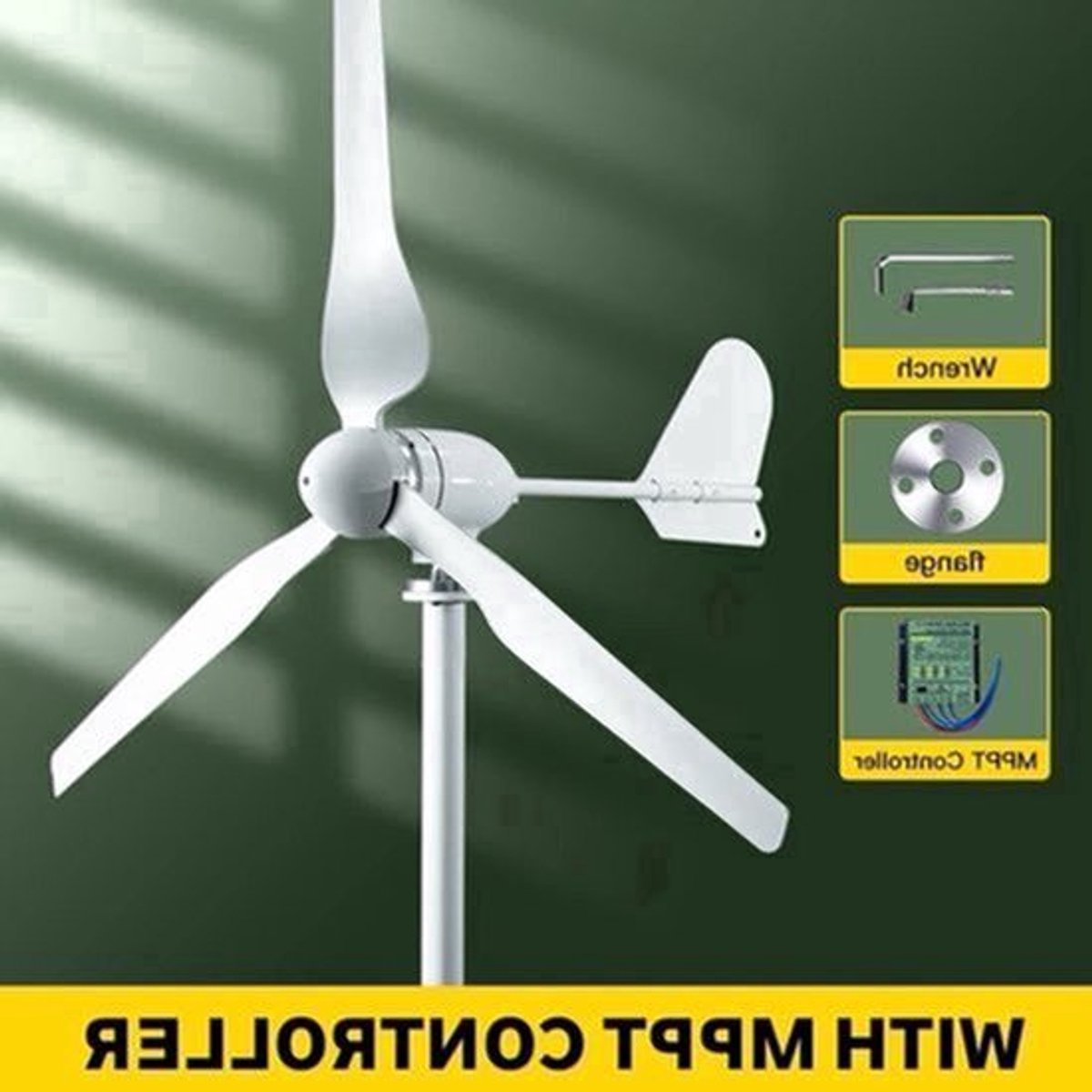 Windturbine - Windmolen - Windenergie - Windturbine Generator - 2000W - 48V - Horizontale Windmolen - met MPPT Controller - 3 Bladen - Energieopwekking - Voor Huis – Off-Grid Systeem – Sterke Windkracht
