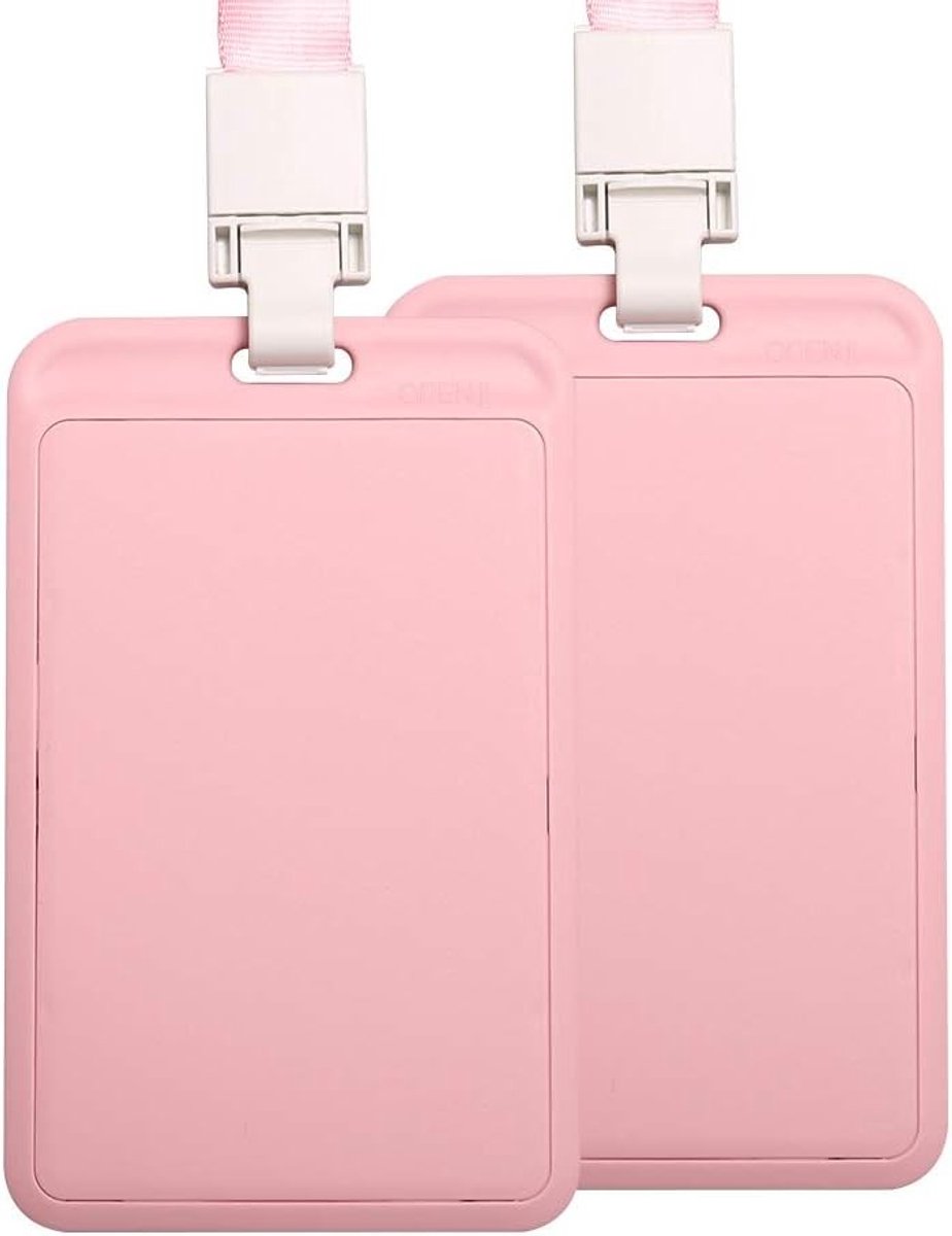 ID Kaart Houder met Lanyard - 2 Stuks - Roze Naamtag Houder voor Studenten en Werknemers - Perfect voor ID, Toegangspassen en Evenementen