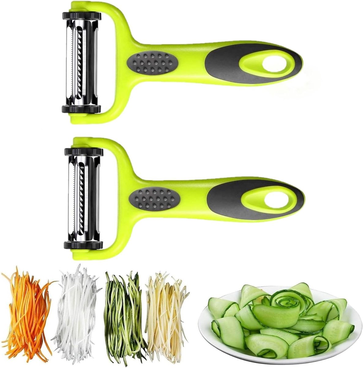 Multifunctionele 3-in-1 Groentenschiller voor Fruit en Groenten - Professionele Y Schiller en Rotatieschiller Set van 2 Stuks
