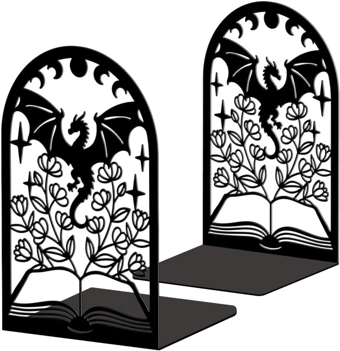 Moderne metalen boeksteunen voor boekenplanken, zware en decoratieve stoppers voor kantoor en thuis, 4.7 x 3.5 x 7.1 Inch gietijzeren boeksteunen
