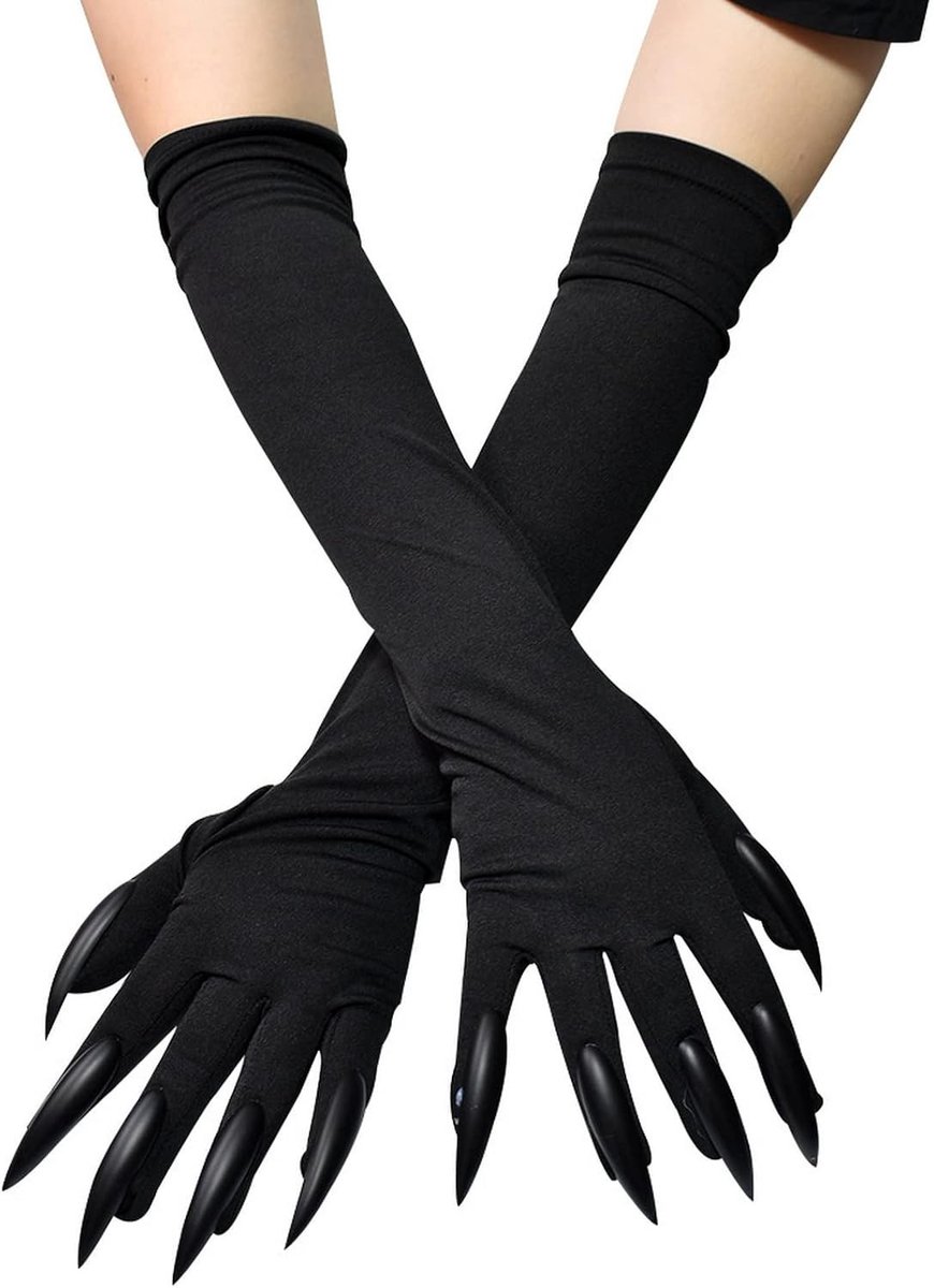 Griezelige Halloween Handschoenen met Lange Nagels, Dierlijke Klauwen en Duistere Ontwerpen voor Feestelijke Kostuums en Optredens